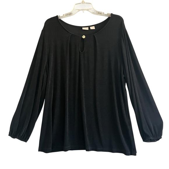 CHICO'S Travelers Long Sleeve Black Tunic Elastic Cuff Black Size 3 (US 16 / 18) - Picture 1 of 10